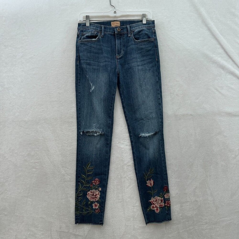 Driftwood Jackie Jeans Womens 27x27 Blue Skinny Stretch Flowers Embroidered